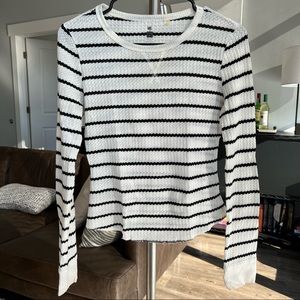 PacSun, Me-To-We Lightweight knit sweater/shirt, white w/ black stripes, S